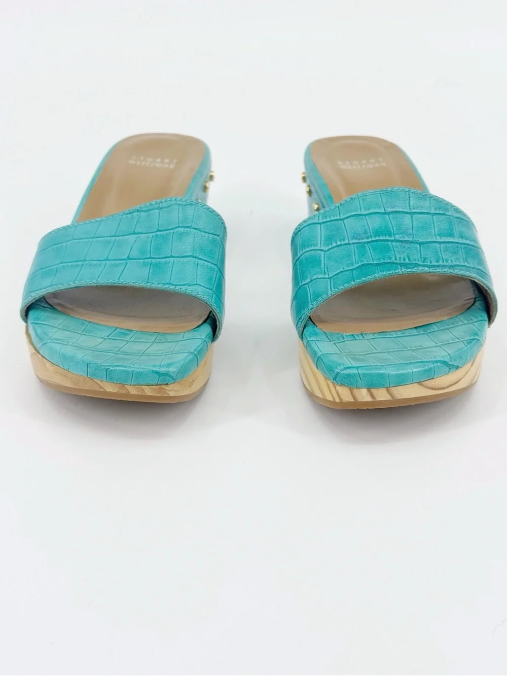 Stuart Weitzman Studded Genuine Leather Platform Mule Sandals